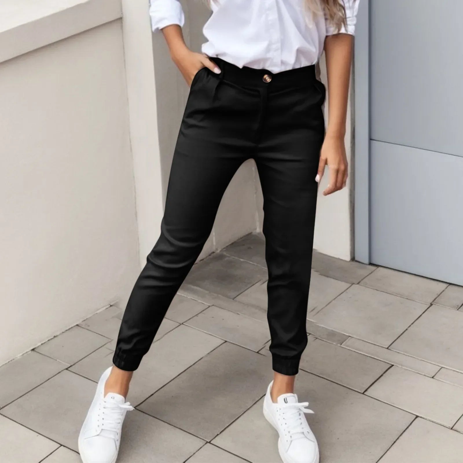 Winona - High-Waisted Jogger Pants Black
