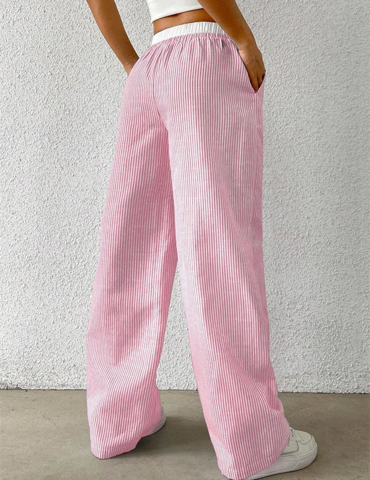 Daphne Striped Wide-Leg Casual Pants