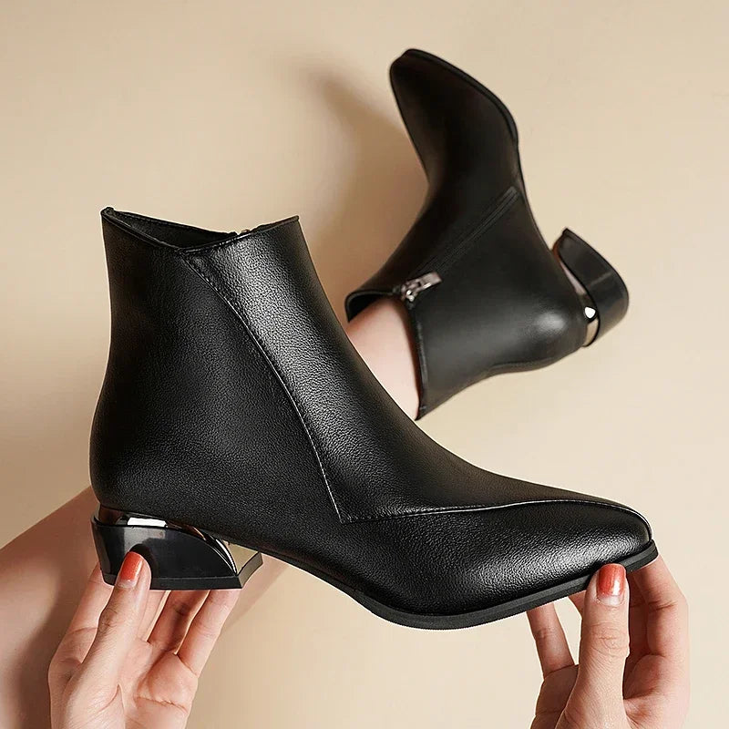 Julane - Zip-Up Ankle Boots with Stylish Block Heel