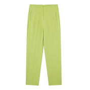 Maryanne - High-Waisted Cropped Formal Trousers Lime