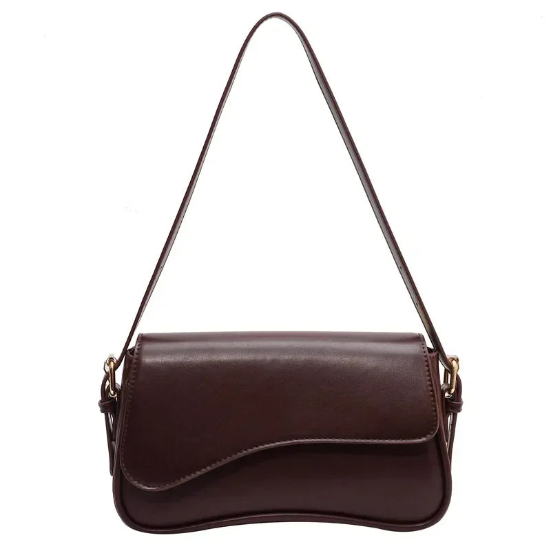 Juneesa Vintage Leather Flap Shoulder Bag Coffee