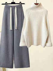 Autumn Winter Knitwear Set Turtleneck Sweater Pants