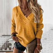 Jacinth V-Neck Sweater - Stylish Knitted Apparel for Every Wardrobe Yellow