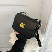 Laina - Square Retro Leather Shoulder Bag Black