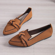 Jordana - Pointed Toe Loafers with Knot Accent Brown