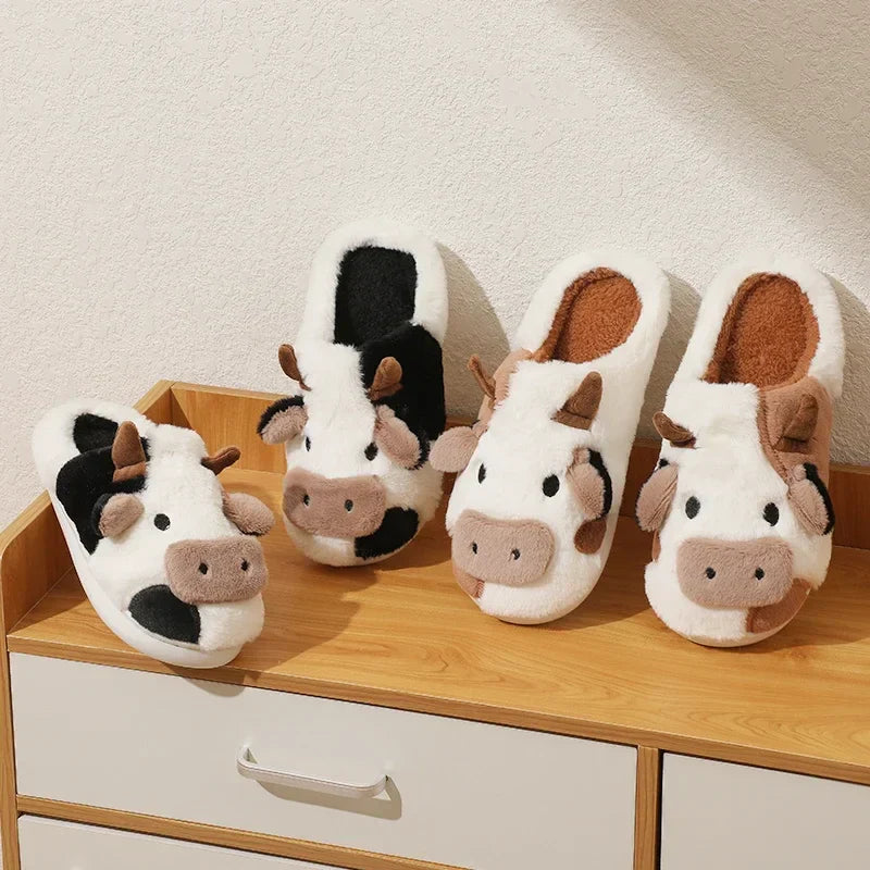 Plush-Lined Amelie Cow Slippers