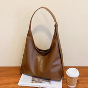 Leyna Spacious Leather Tote Bag - Perfect for Everyday Use Brown
