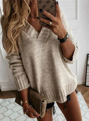 Jacinth V-Neck Sweater - Stylish Knitted Apparel for Every Wardrobe Beige
