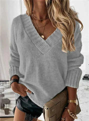 Jacinth V-Neck Sweater - Stylish Knitted Apparel for Every Wardrobe Grey