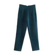 Maryanne - High-Waisted Cropped Formal Trousers Dark Blue