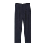 Maryanne - High-Waisted Cropped Formal Trousers Navy Stripes
