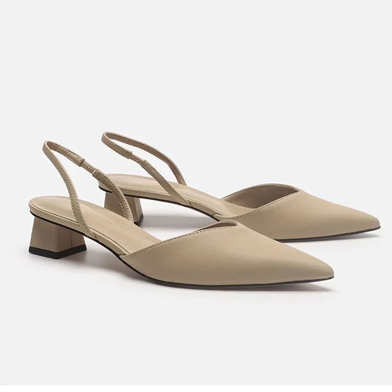 Izara - Slingback Pointed Toe Heels Beige