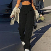 Patrice - High-Waisted Cargo Pants Black
