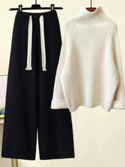 Autumn Winter Knitwear Set Turtleneck Sweater Pants