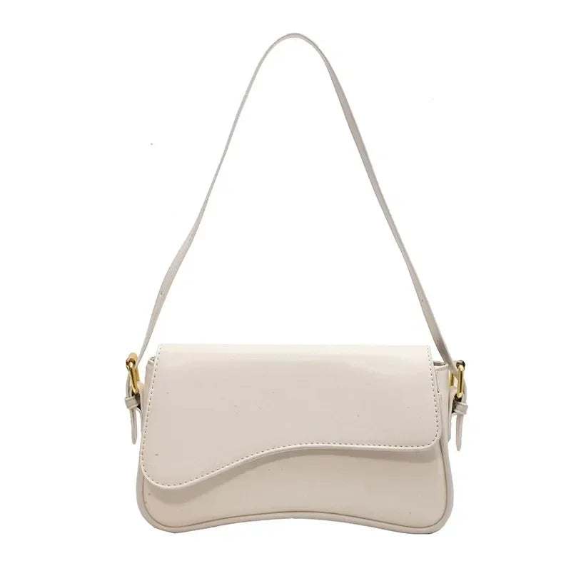 Juneesa Vintage Leather Flap Shoulder Bag White