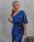 Amira Asymmetrical One-Sleeve Party Dress Blue