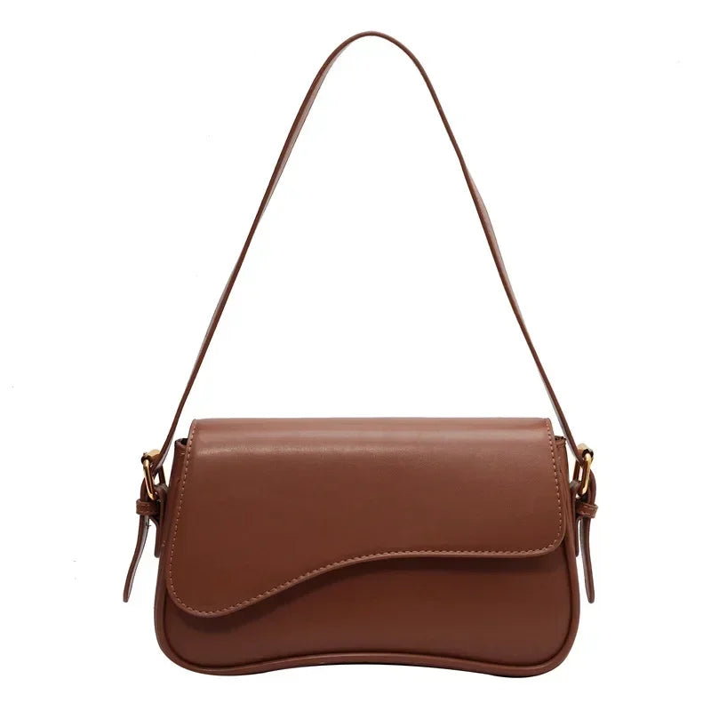 Juneesa Vintage Leather Flap Shoulder Bag Red Brown