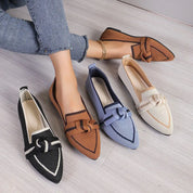 Jordana - Pointed Toe Loafers with Knot Accent