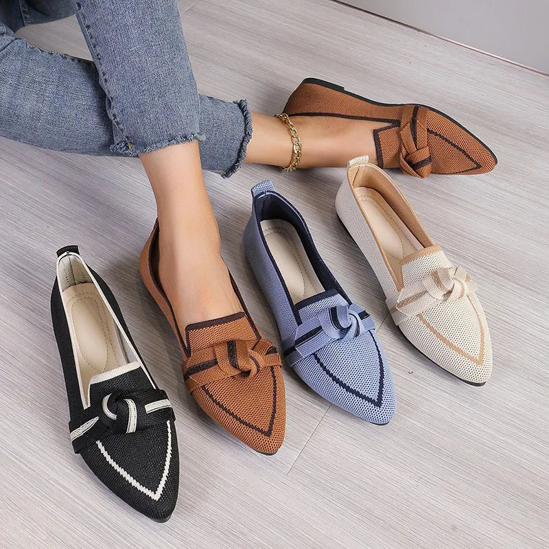 Jordana - Pointed Toe Loafers with Knot Accent