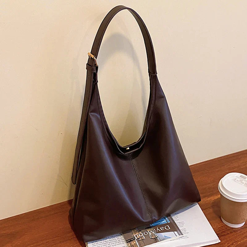 Leyna Spacious Leather Tote Bag - Perfect for Everyday Use Coffee