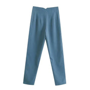 Maryanne - High-Waisted Cropped Formal Trousers Blue