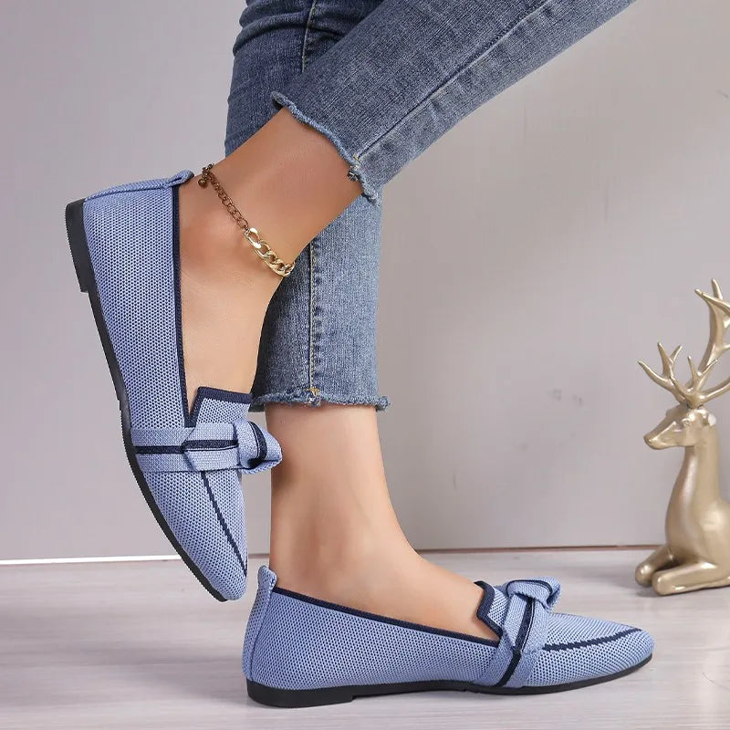 Jordana - Pointed Toe Loafers with Knot Accent