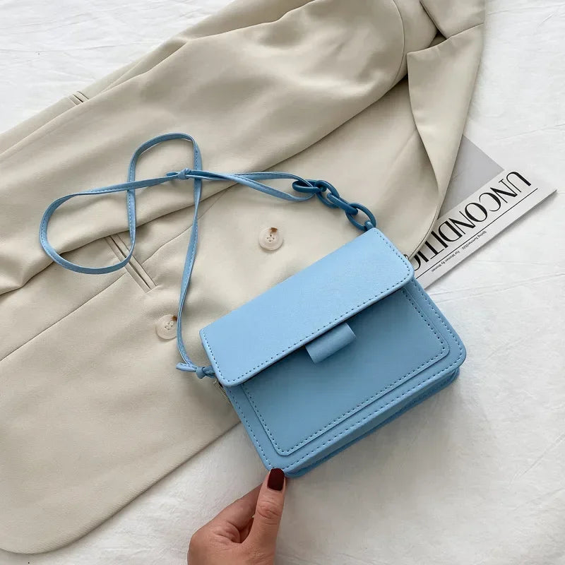 Trista Classic Leather Crossbody Bag with Flap Closure for Stylish Convenience Blue
