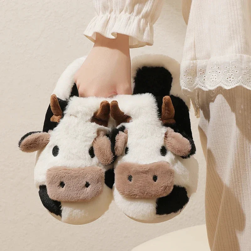 Plush-Lined Amelie Cow Slippers