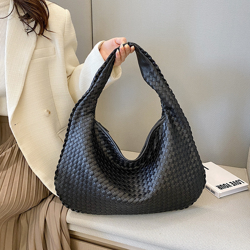 Laila Handcrafted Woven Tote - Stylish and Unique Accessory Black