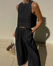 Odette Lightweight Summer Set - Stylish Two-Piece for Warm Days Black