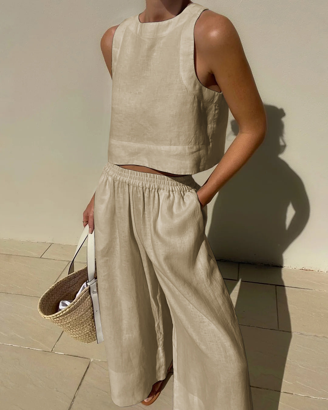 Odette Lightweight Summer Set - Stylish Two-Piece for Warm Days Apricot