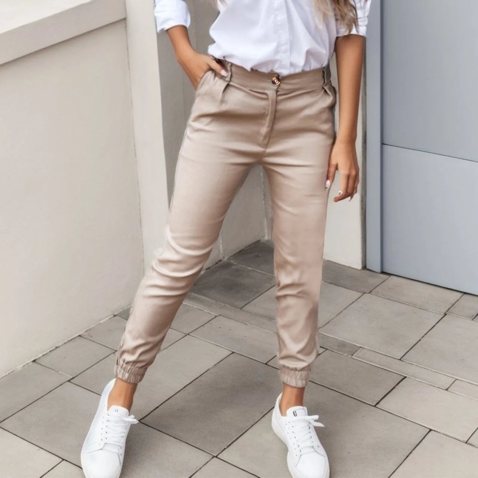 Winona - High-Waisted Jogger Pants Khaki
