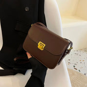Laina - Square Retro Leather Shoulder Bag Coffee