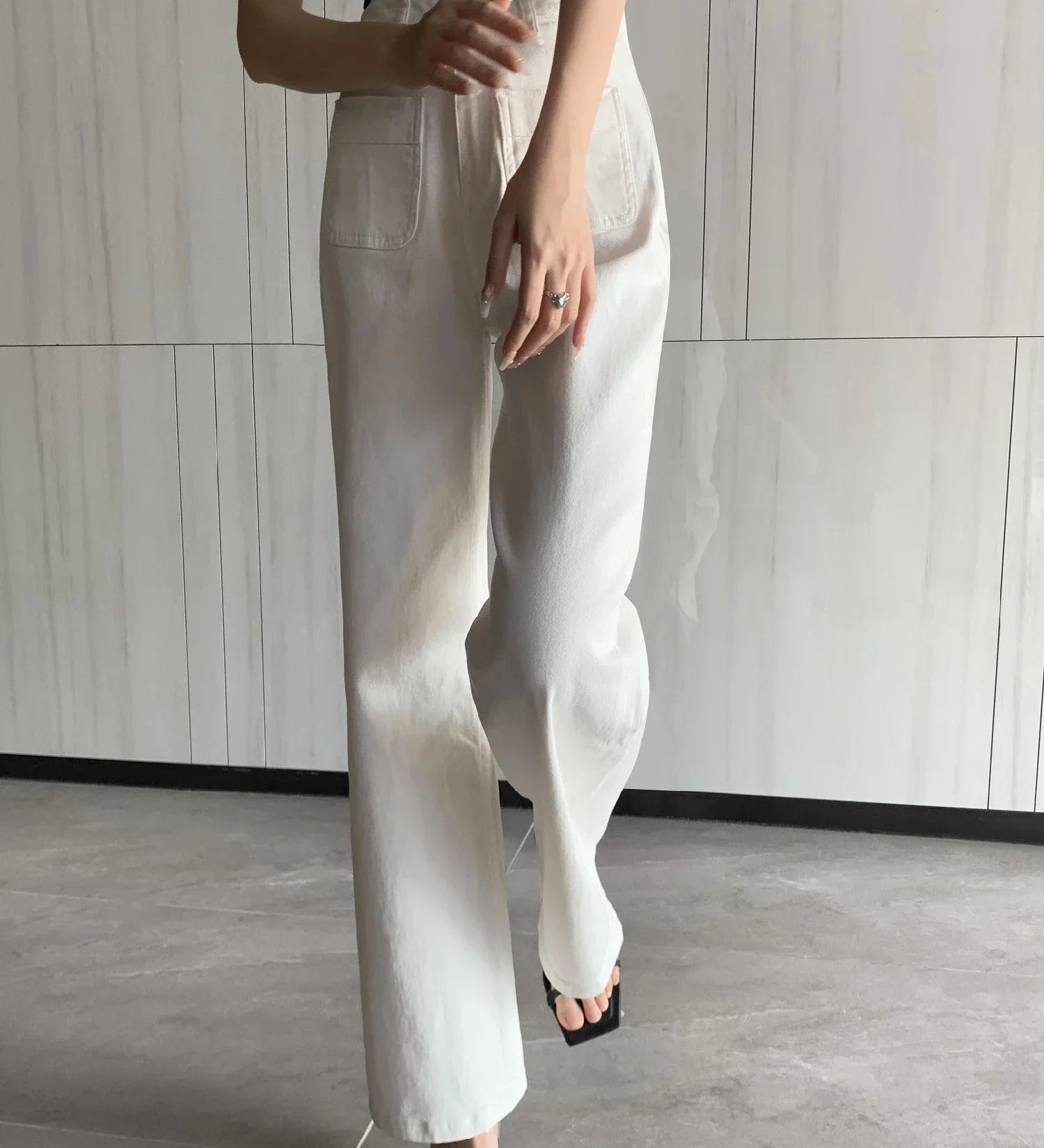 Kiera - High-Waisted Vintage Wide-Leg Denim Pants White