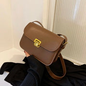 Laina - Square Retro Leather Shoulder Bag Brown