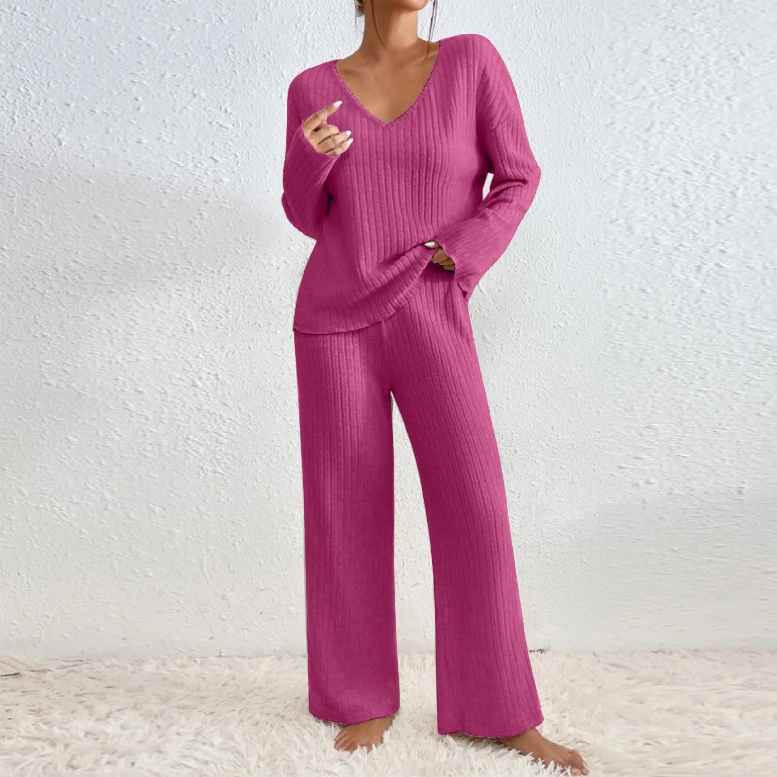 Evangeline Cozy Lounge Set - Stylish Two-Piece Comfort for Every Day Pink