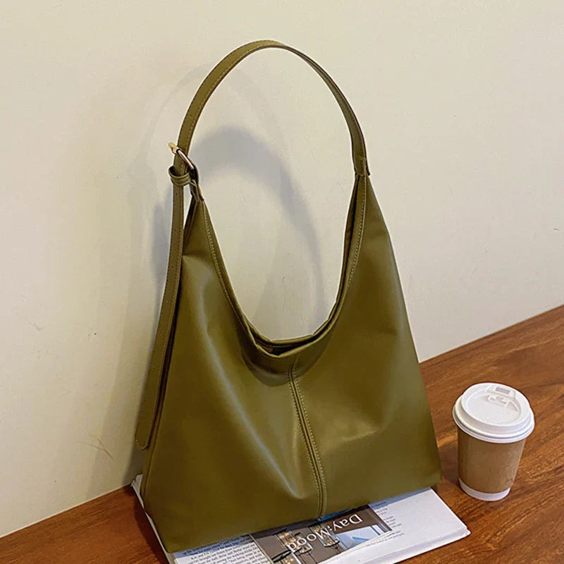 Leyna Spacious Leather Tote Bag - Perfect for Everyday Use Green