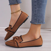 Jordana - Pointed Toe Loafers with Knot Accent