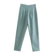 Maryanne - High-Waisted Cropped Formal Trousers Green