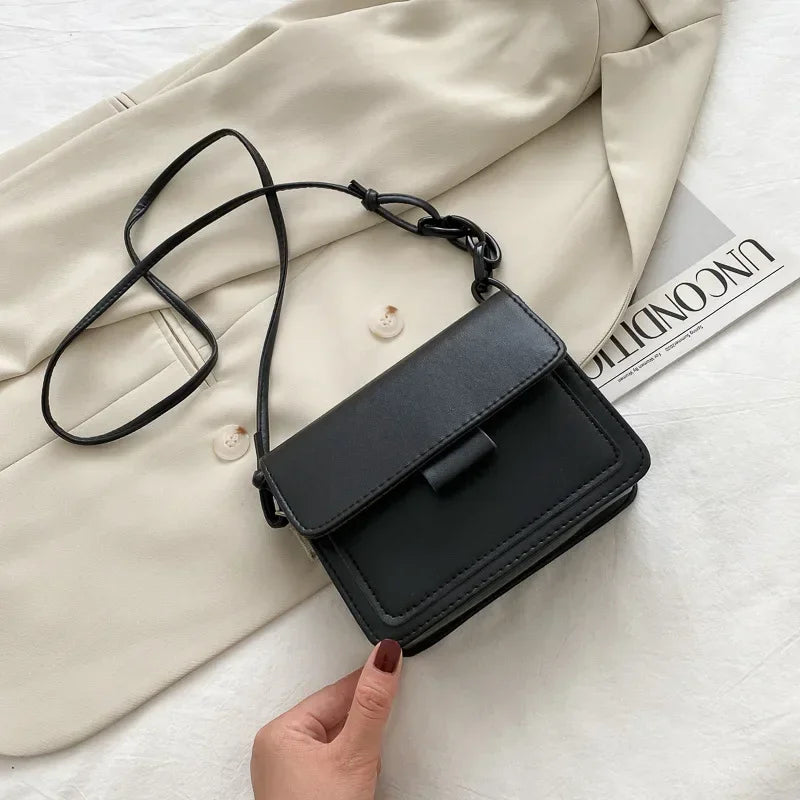 Trista Classic Leather Crossbody Bag with Flap Closure for Stylish Convenience Black