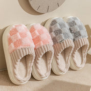 Peachy Plaid Plush Indoor Slippers