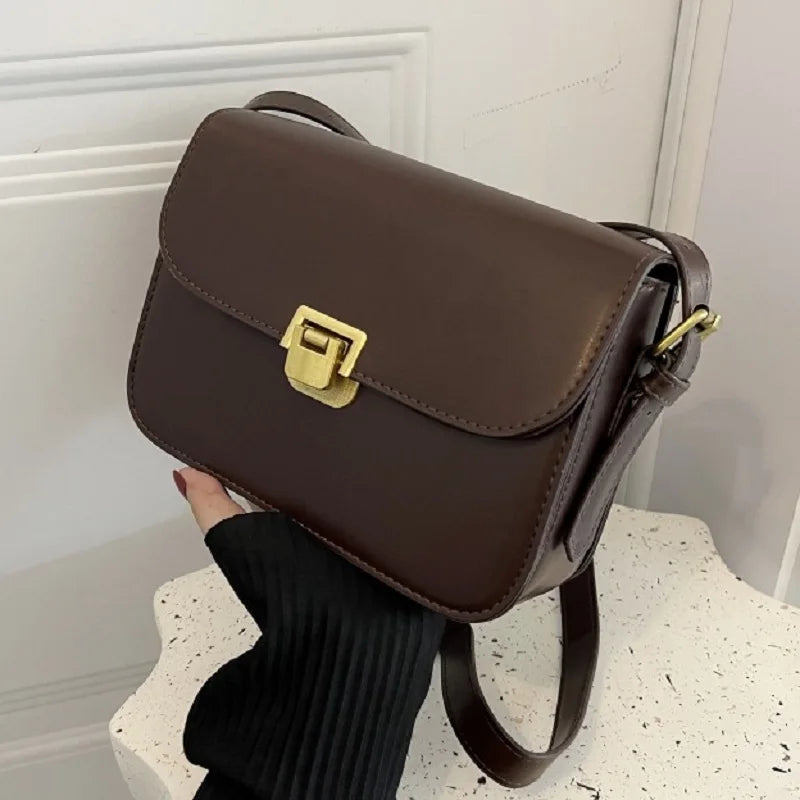 Laina - Square Retro Leather Shoulder Bag