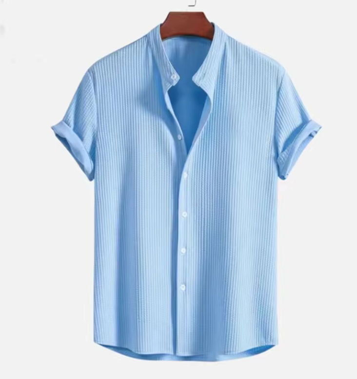 Philipp Short Sleeve Button-Up Shirt Blue