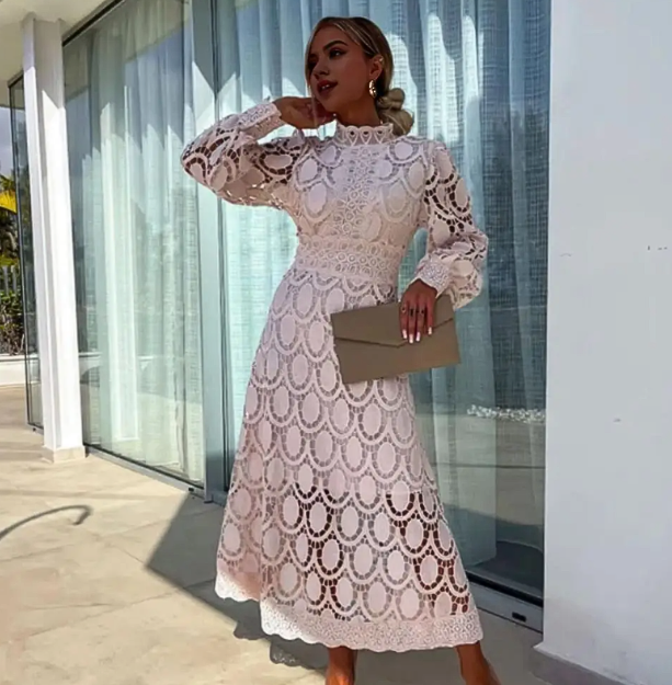 Freja - Elegant Lace Summer Dress White