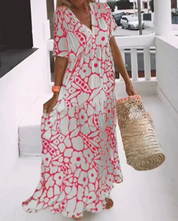 Nicole - V-Neck Maxi Dress Pink