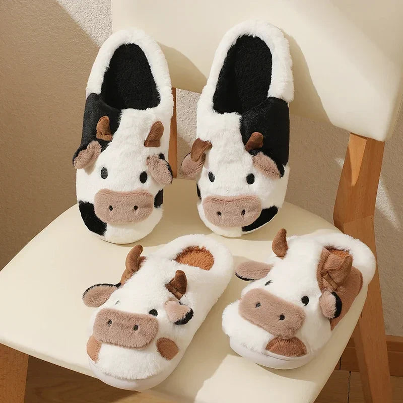 Plush-Lined Amelie Cow Slippers