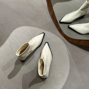 Lucille - Stylish Pointed Ankle Boots for Autumn Cream White