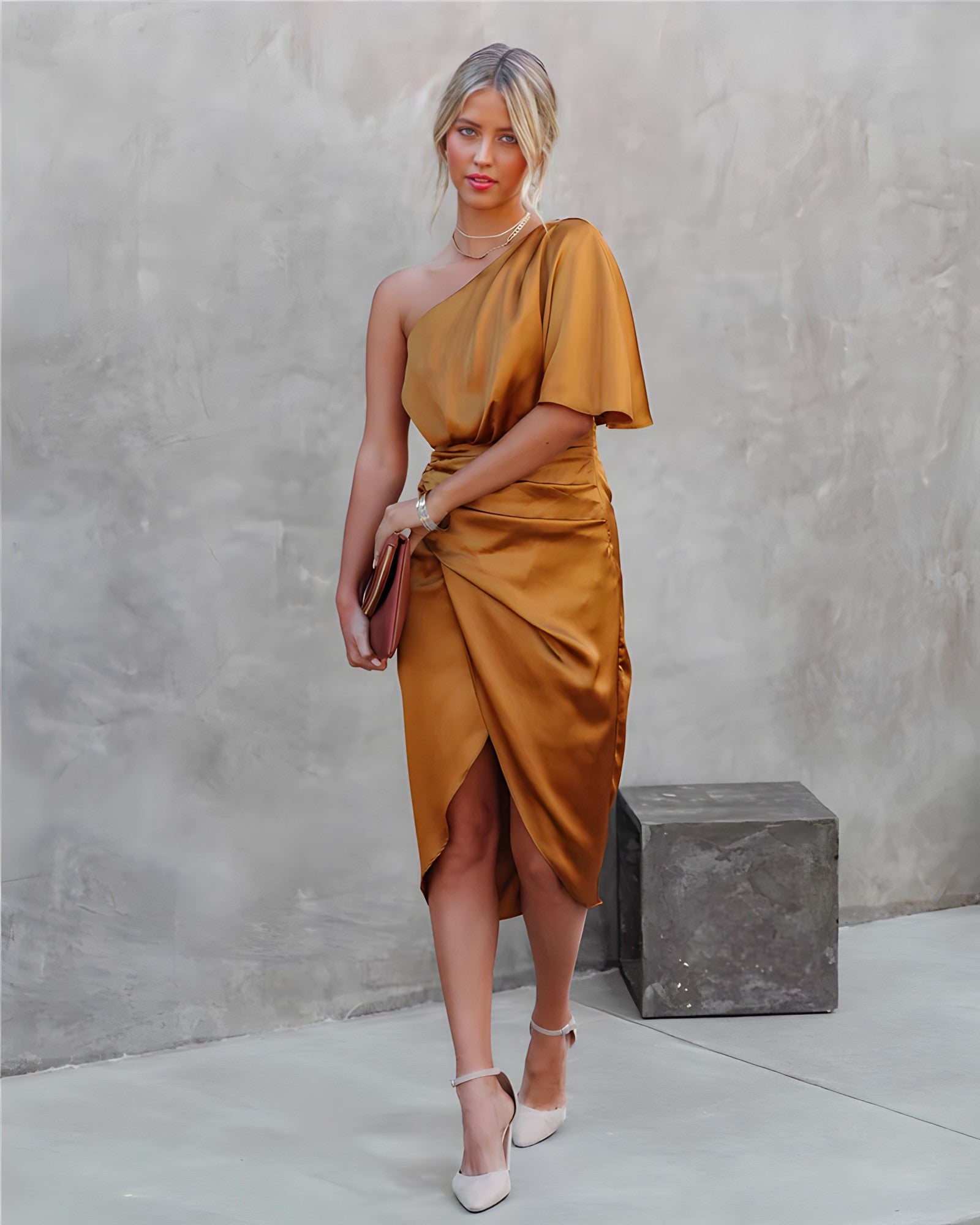 Amira Asymmetrical One-Sleeve Party Dress