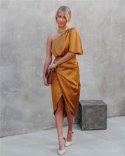 Amira Asymmetrical One-Sleeve Party Dress