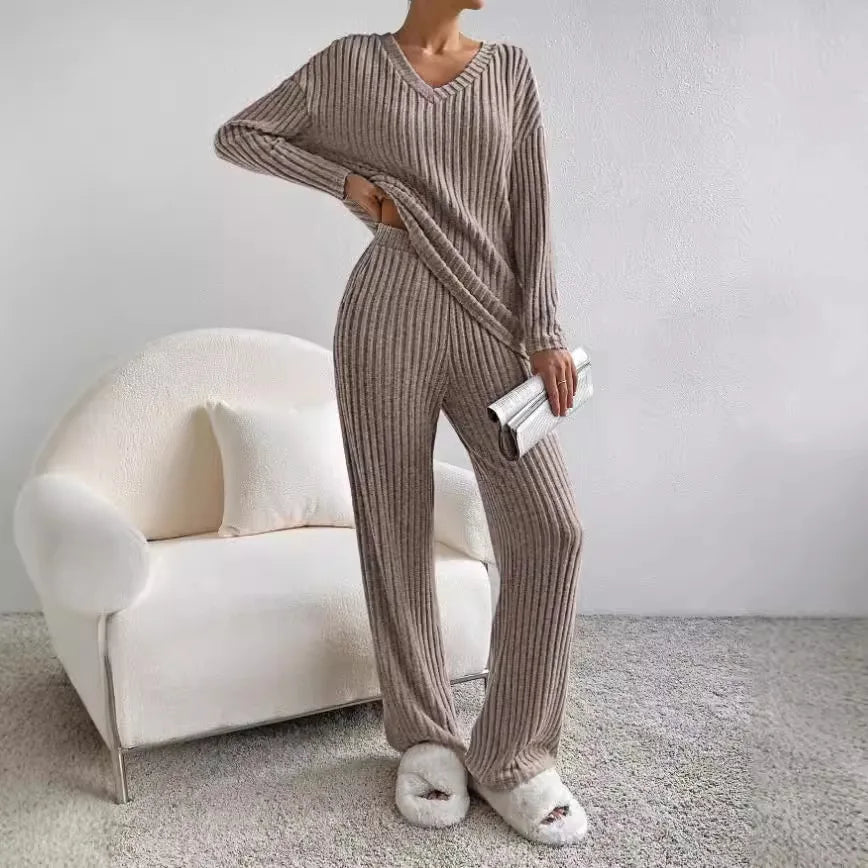 Evangeline Cozy Lounge Set - Stylish Two-Piece Comfort for Every Day Grey